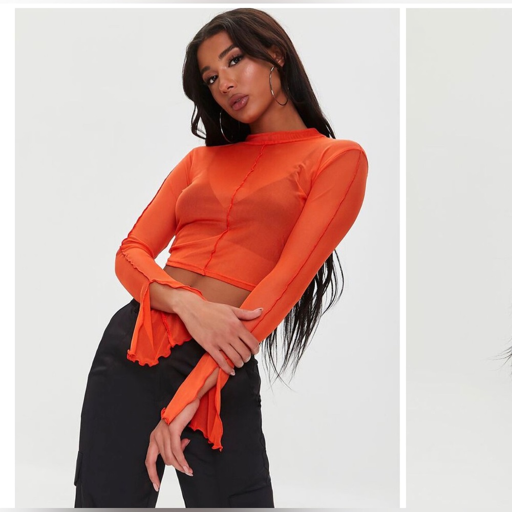 Mesh Tie-Back Cutout Crop Top
